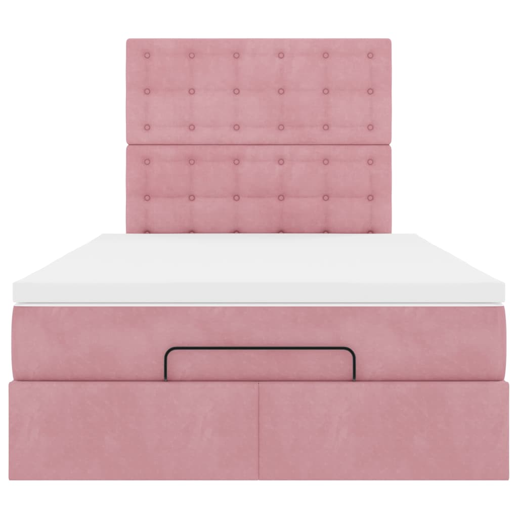 vidaXL Estructura cama otomana colchones terciopelo rosa 120x190 cm