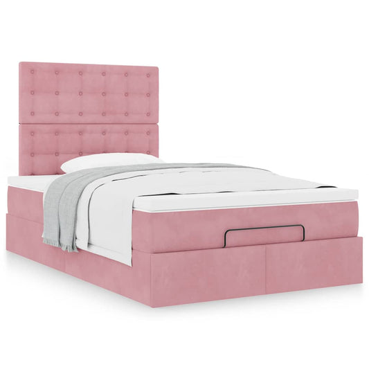 vidaXL Estructura cama otomana colchones terciopelo rosa 120x190 cm