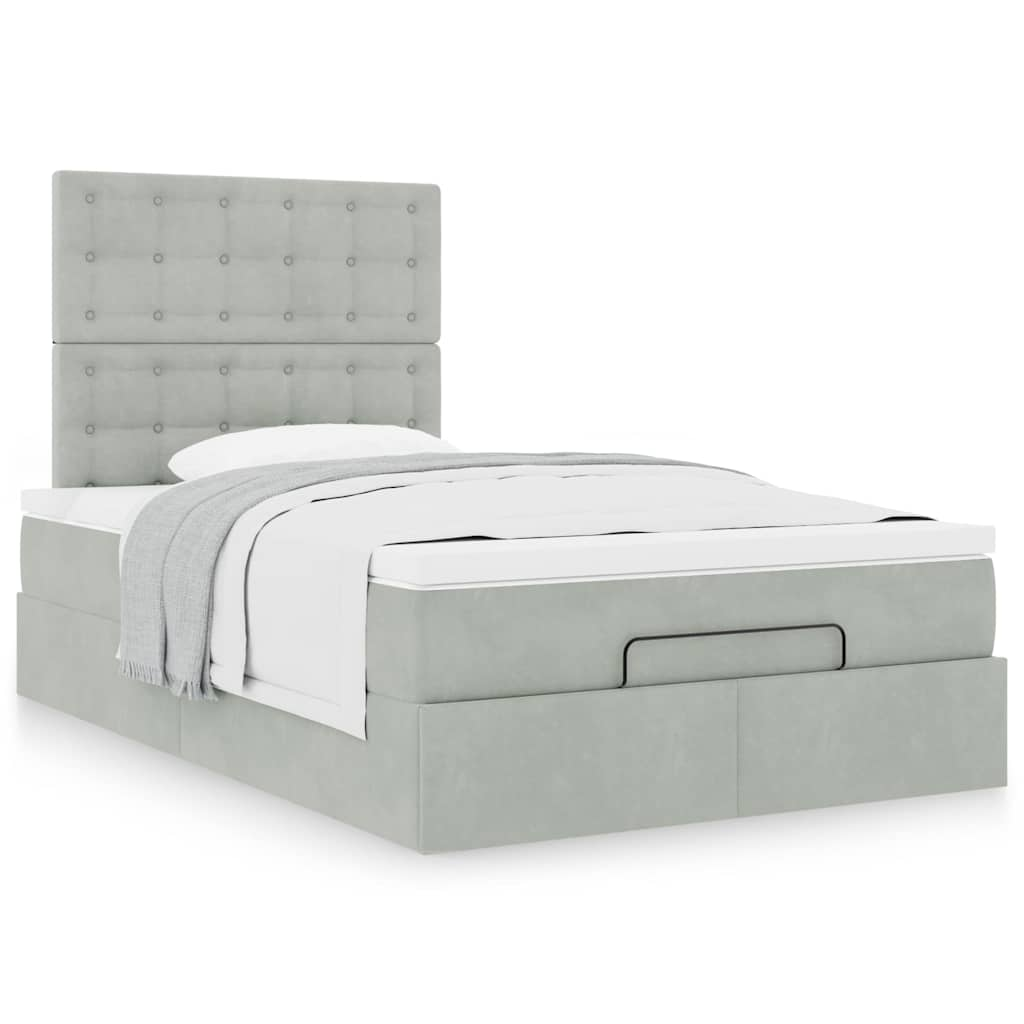 vidaXL Estructura cama otomana colchones gris claro 120x200cm