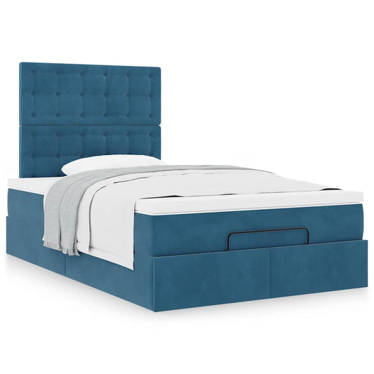 vidaXL Estructura de cama otomana colchones terciopelo azul oscuro