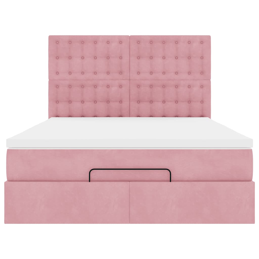 vidaXL Estructura cama otomana colchones terciopelo rosa 140x200cm