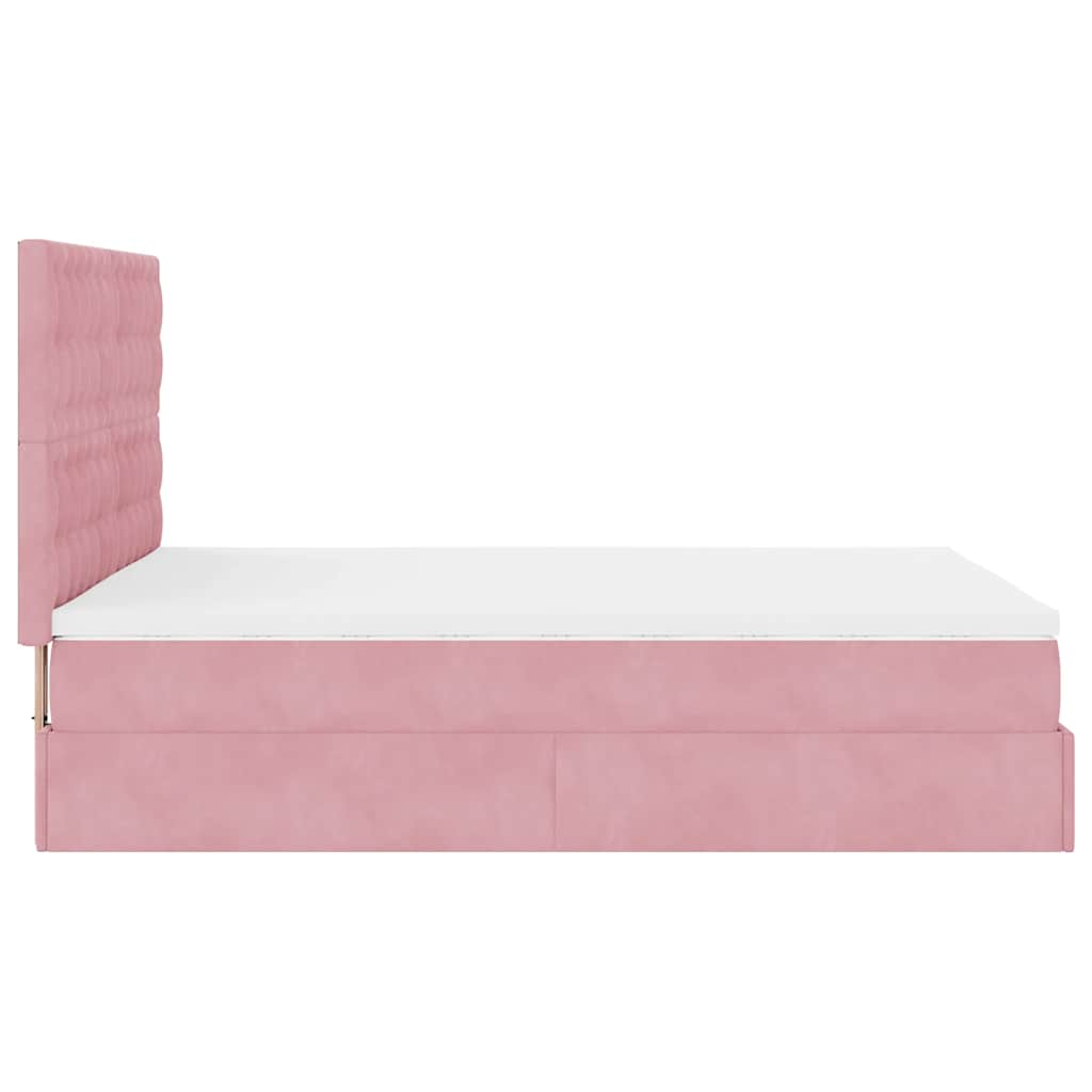 vidaXL Estructura cama otomana colchones terciopelo rosa 140x200cm