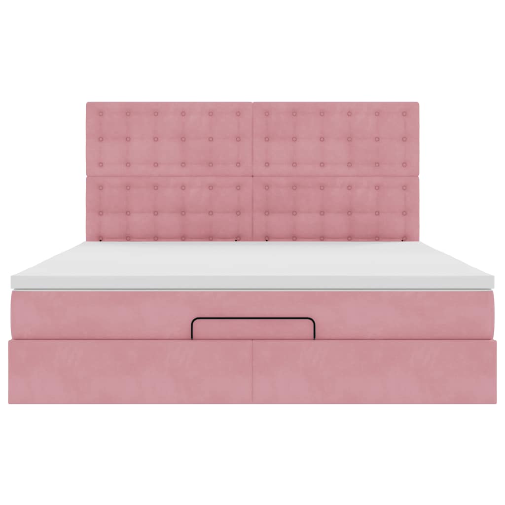 vidaXL Estructura de cama otomana colchones terciopelo rosa 180x200cm