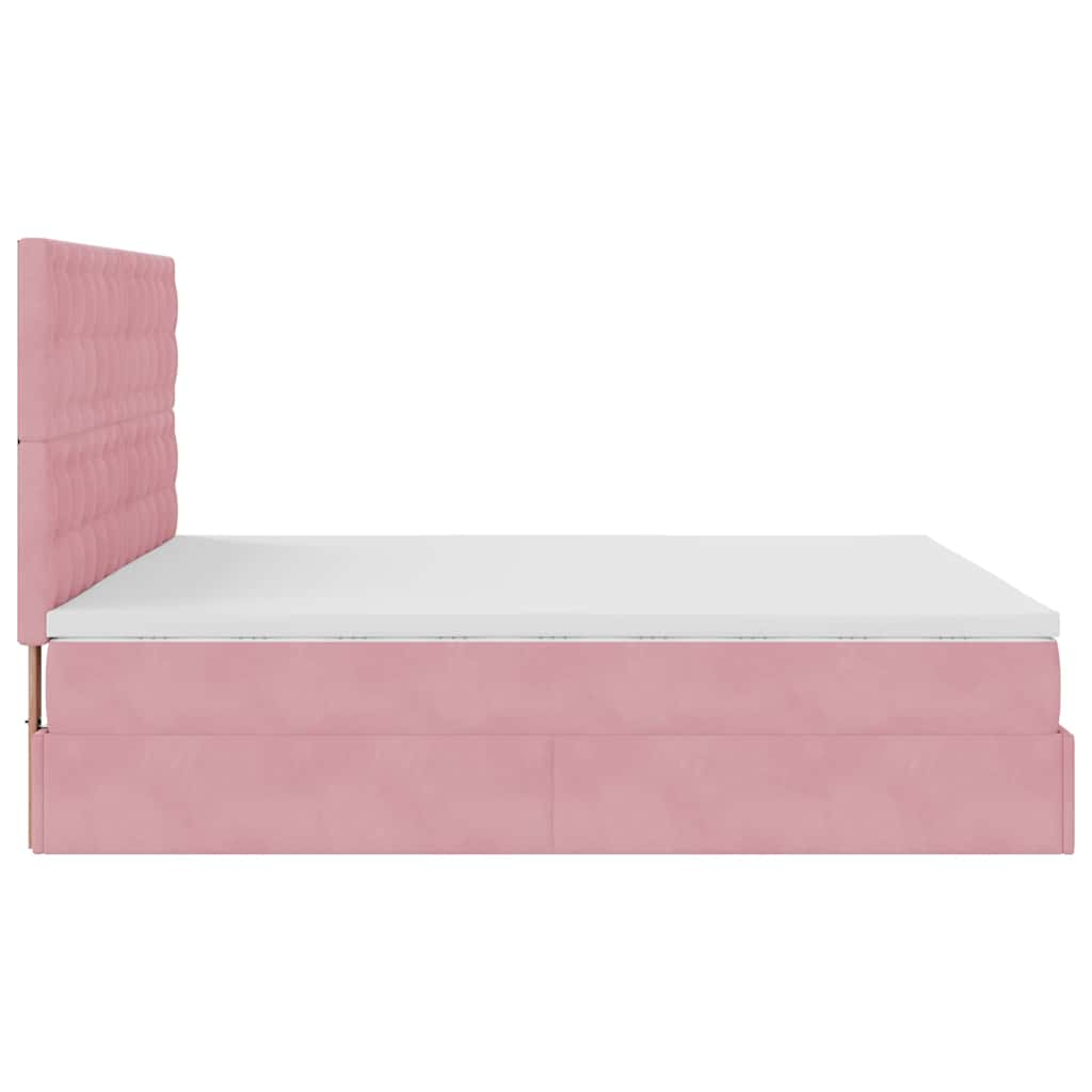 vidaXL Estructura de cama otomana colchones terciopelo rosa 180x200cm