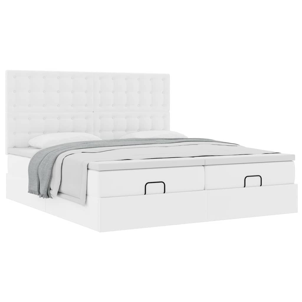 vidaXL Estructura cama otomana colchones blanco puro 180x200cm