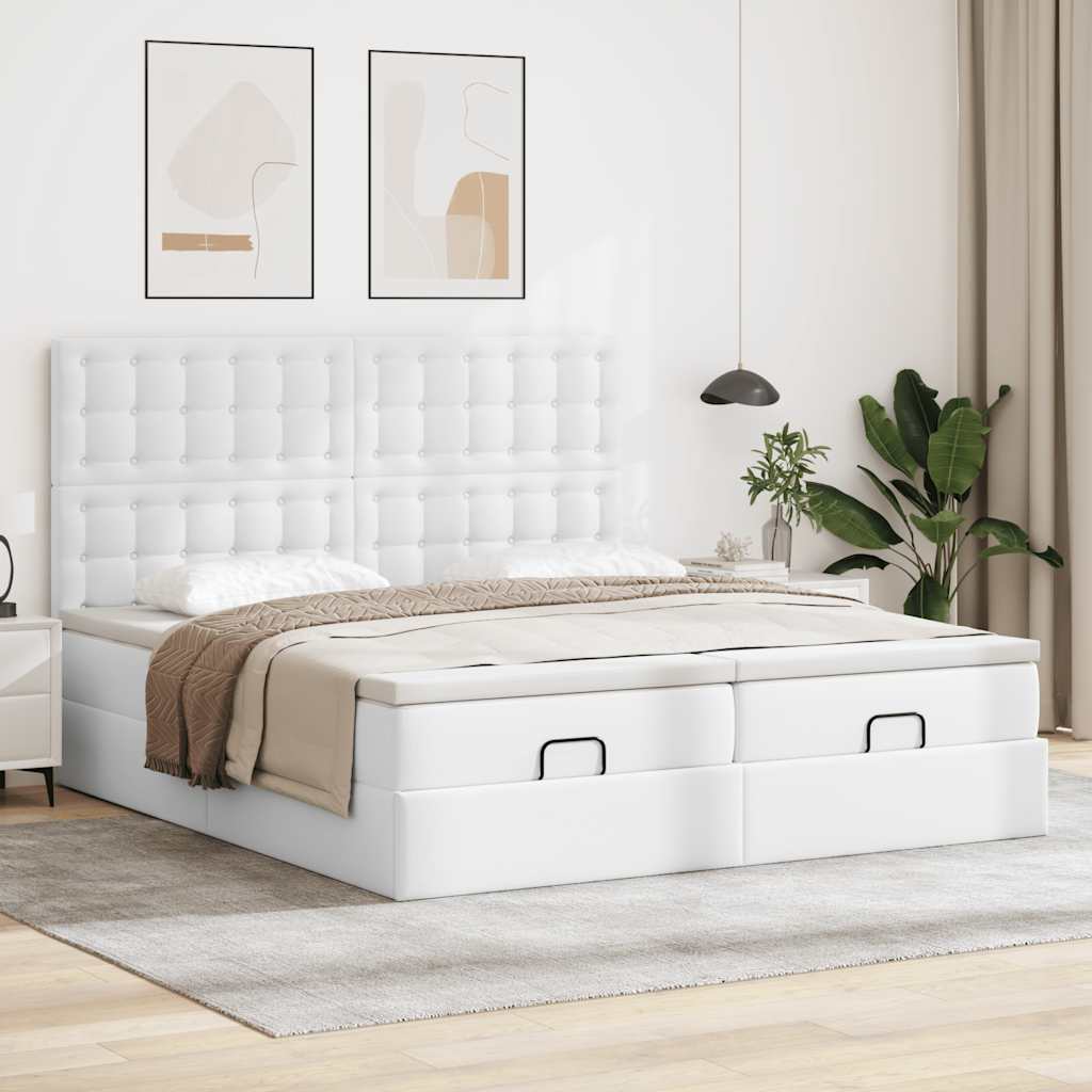 vidaXL Estructura cama otomana colchones blanco puro 180x200cm