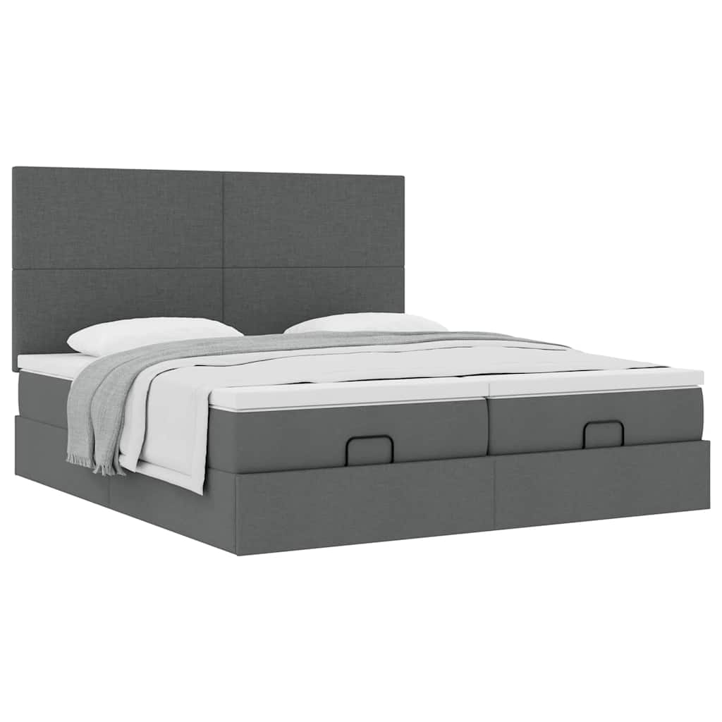 vidaXL Estructura cama otomana colchones tela gris oscuro 160x200 cm