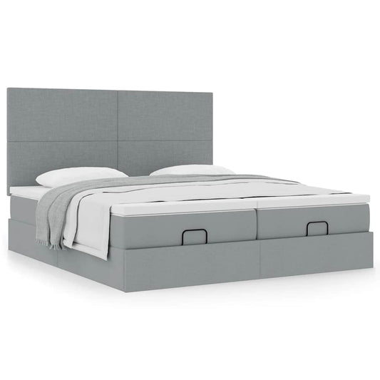 vidaXL Estructura de cama otomana colchones tela gris claro 180x200cm