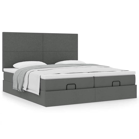 vidaXL Estructura cama otomana colchones tela gris oscuro 180x200cm