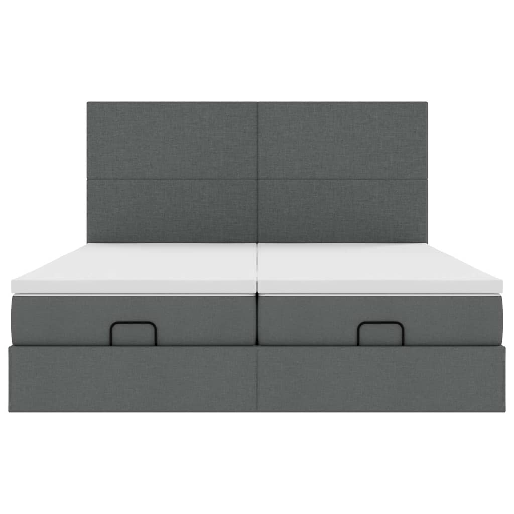 vidaXL Estructura cama otomana colchones tela gris oscuro 200x200cm