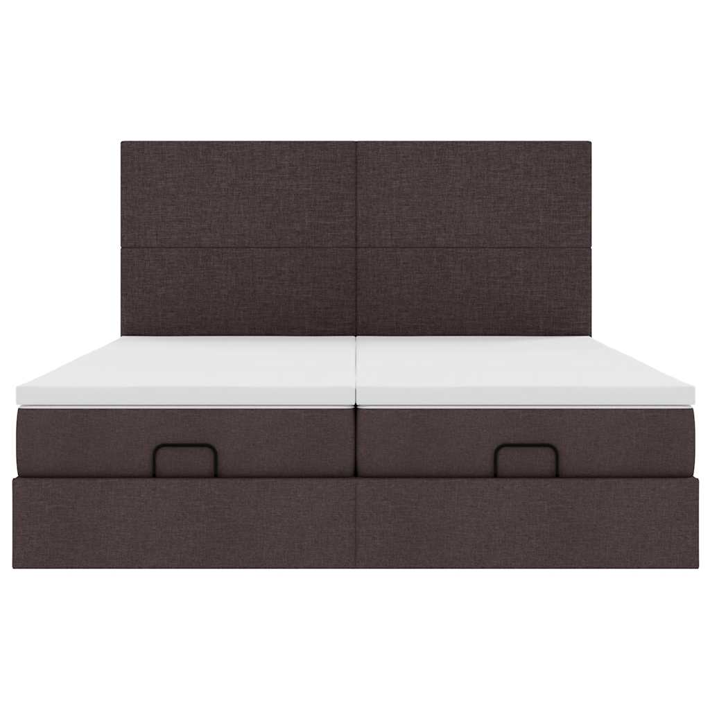 vidaXL Estructura cama otomana colchones tela marrón oscuro 200x200cm