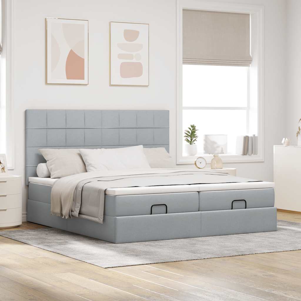 vidaXL Estructura de cama otomana colchones tela gris claro 160x200cm