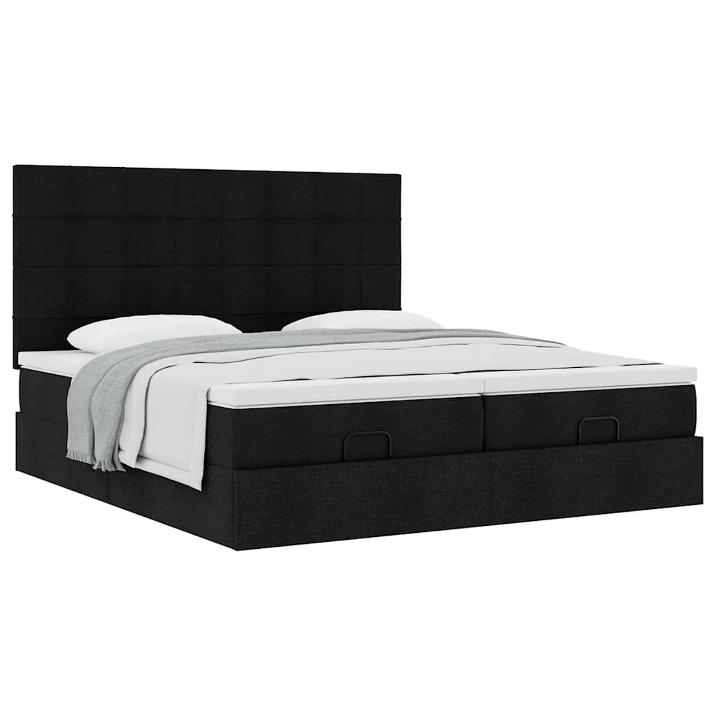 vidaXL Estructura de cama otomana con colchones tela negra 180x200cm