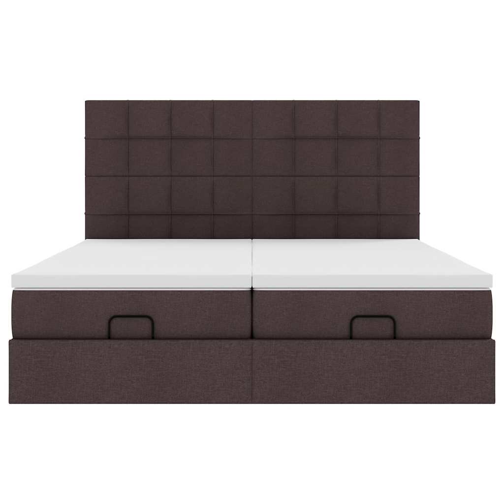 vidaXL Estructura cama otomana colchones tela marrón oscuro 180x200cm