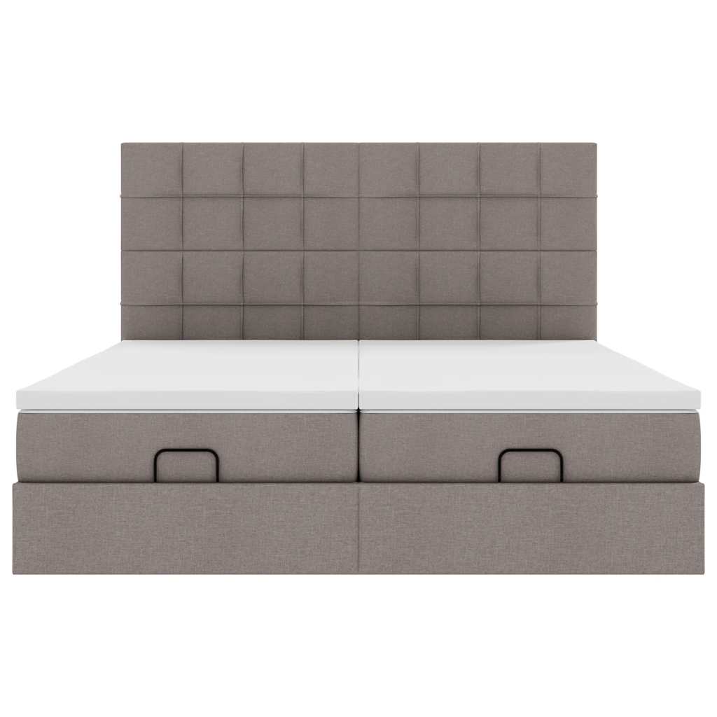 vidaXL Estructura de cama otomana colchones tela gris pardo 180x200 cm