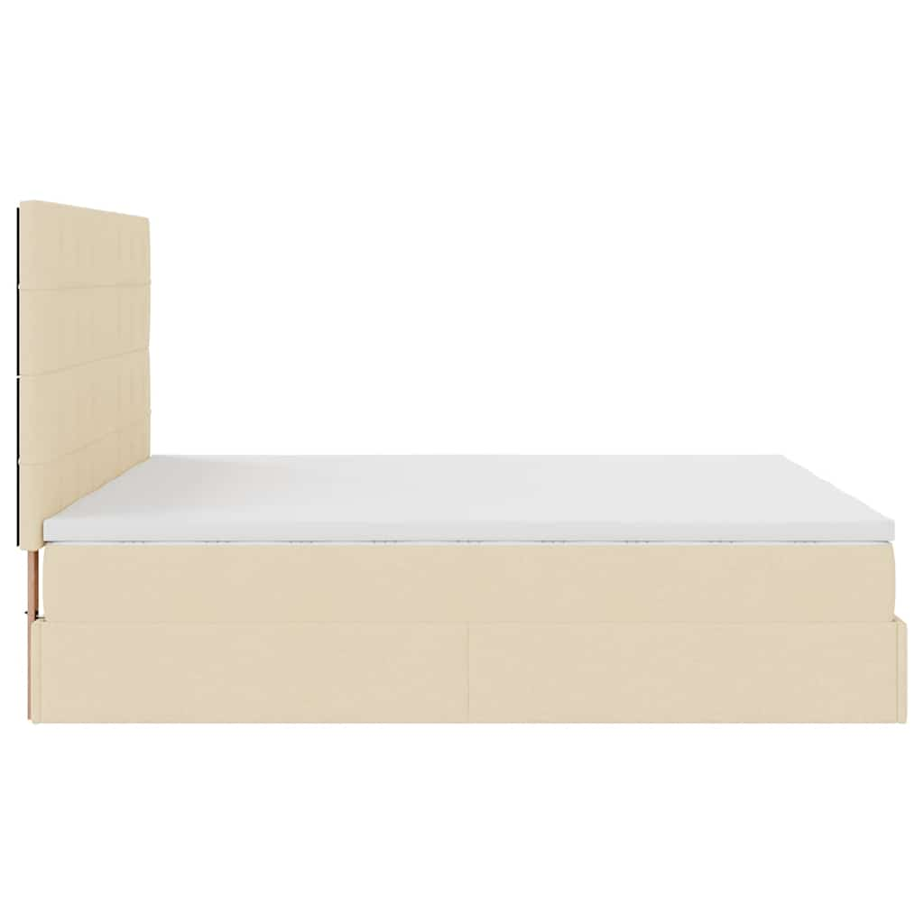 vidaXL Estructura de cama otomana con colchones tela crema 180x200cm