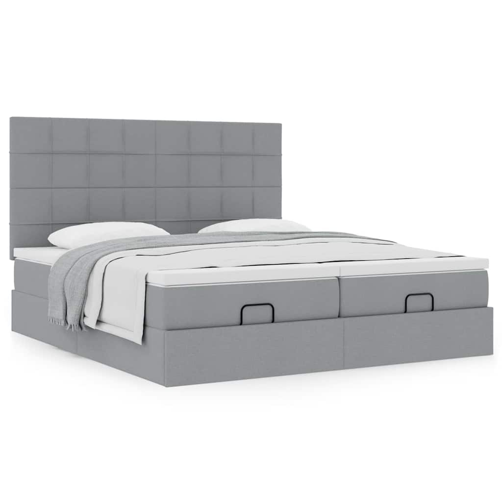 vidaXL Estructura de cama otomana colchones tela gris claro 200x200cm