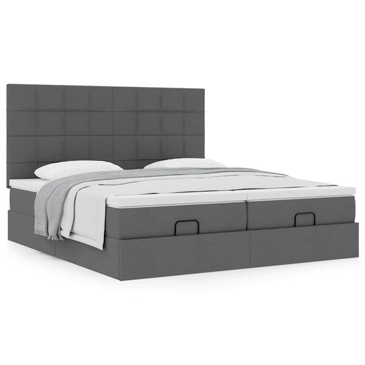 vidaXL Estructura cama otomana colchones tela gris oscuro 200x200cm