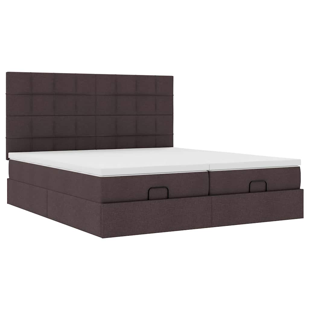 vidaXL Estructura cama otomana colchones tela marrón oscuro 200x200cm