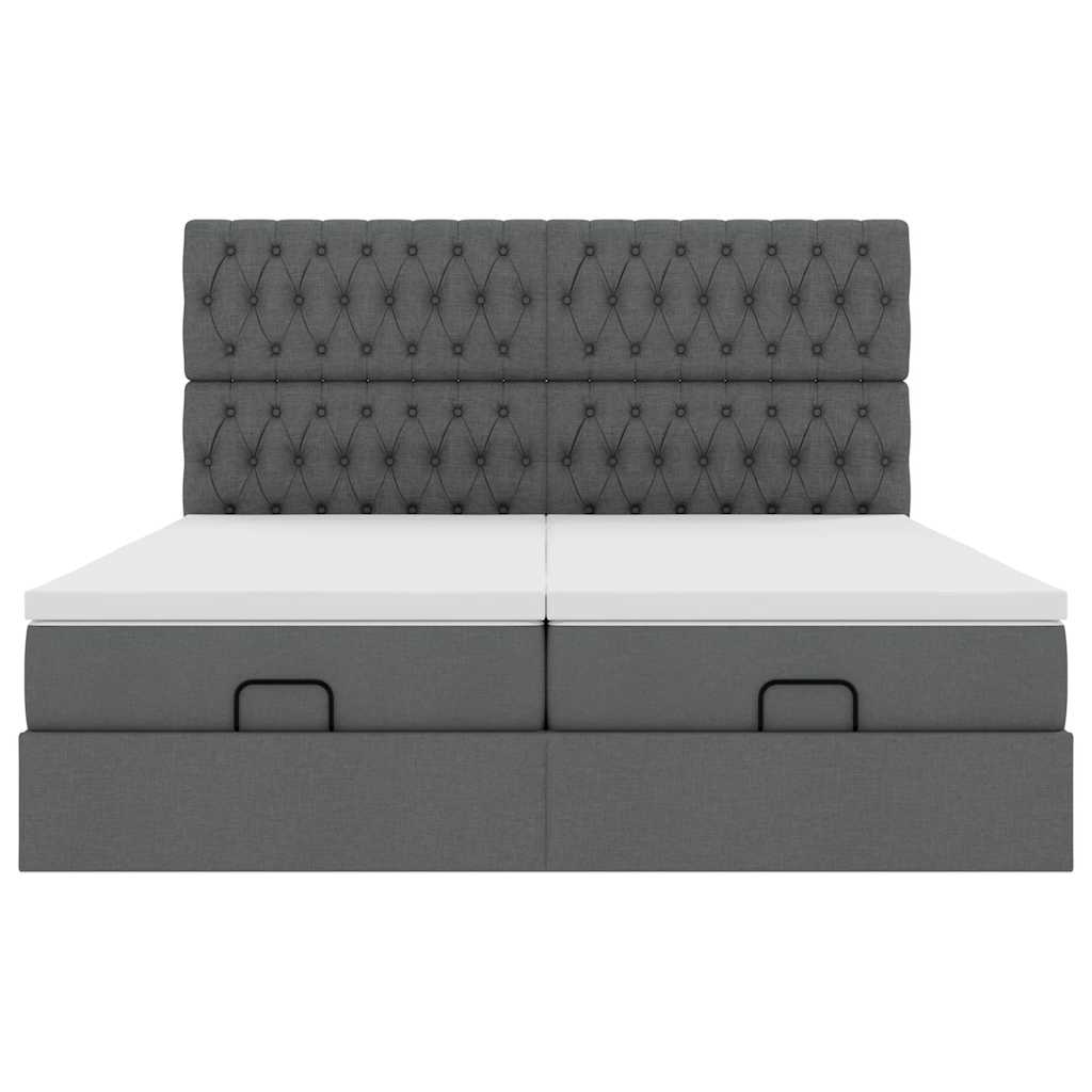 vidaXL Estructura cama otomana colchones tela gris oscuro 160x200 cm