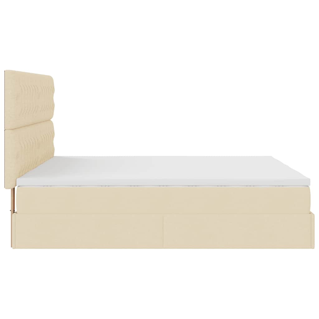 vidaXL Estructura de cama otomana con colchones tela crema 160x200cm