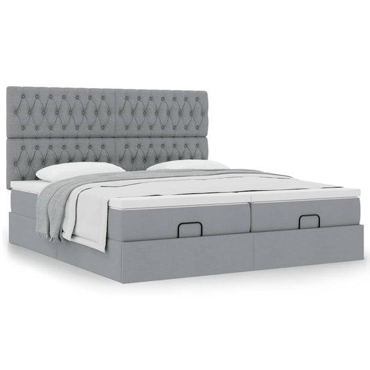 vidaXL Estructura de cama otomana colchones tela gris claro 180x200cm