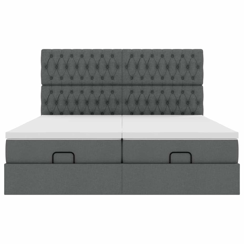 vidaXL Estructura cama otomana colchones tela gris oscuro 180x200cm