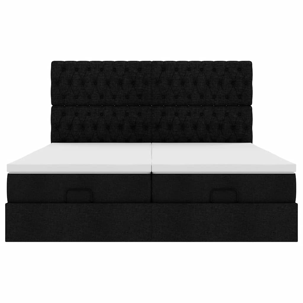 vidaXL Estructura de cama otomana con colchones tela negra 180x200cm