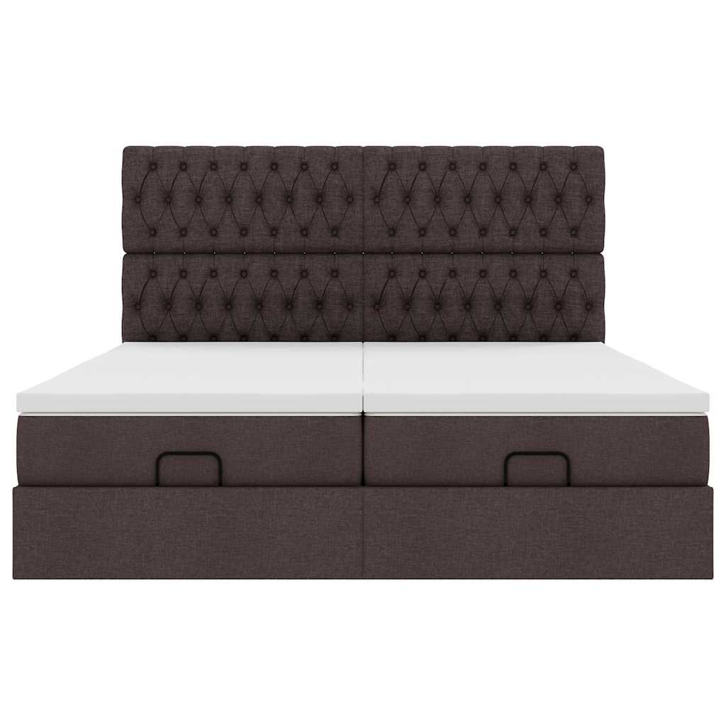 vidaXL Estructura cama otomana colchones tela marrón oscuro 180x200cm