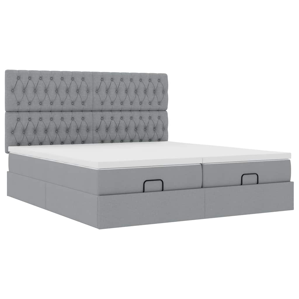 vidaXL Estructura de cama otomana colchones tela gris claro 200x200cm