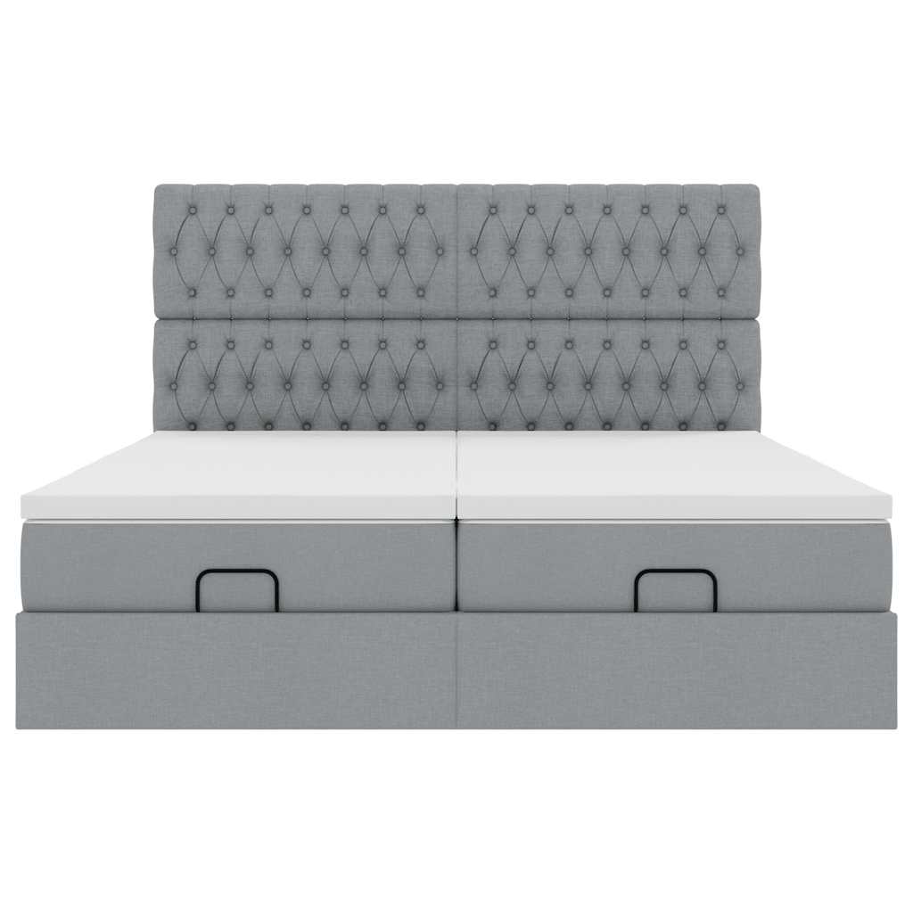 vidaXL Estructura de cama otomana colchones tela gris claro 200x200cm