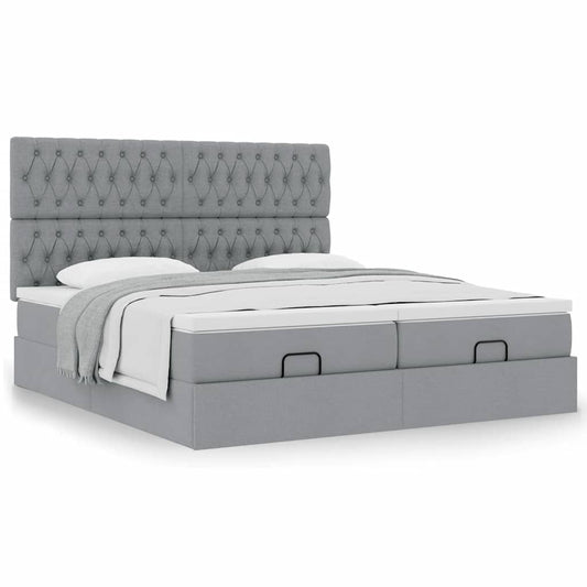 vidaXL Estructura de cama otomana colchones tela gris claro 200x200cm