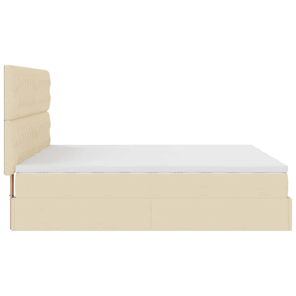 vidaXL Estructura de cama otomana con colchones tela crema 200x200cm