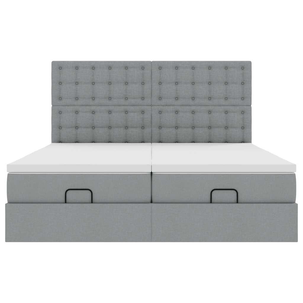 vidaXL Estructura de cama otomana colchones tela gris claro 160x200cm