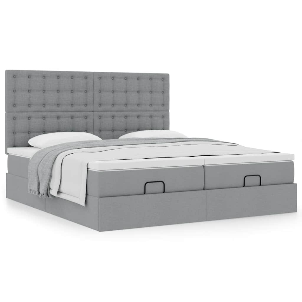 vidaXL Estructura de cama otomana colchones tela gris claro 160x200cm