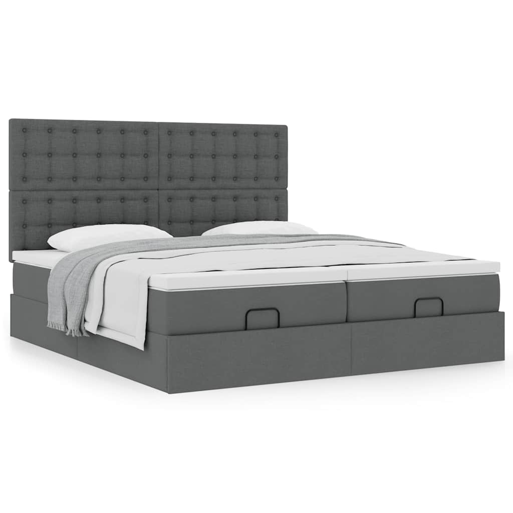 vidaXL Estructura cama otomana colchones tela gris oscuro 160x200 cm