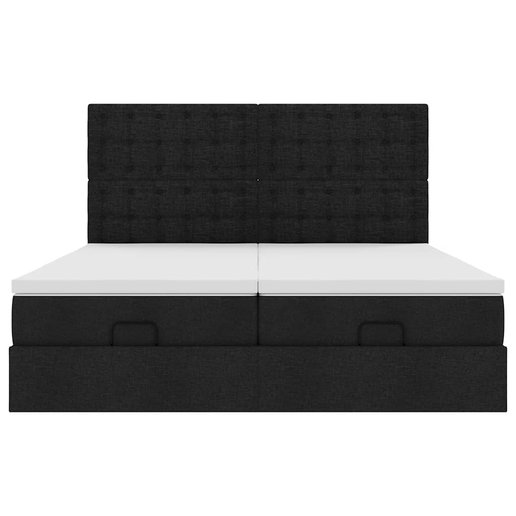 vidaXL Estructura de cama otomana con colchones tela negra 160x200 cm