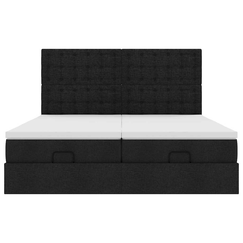 vidaXL Estructura de cama otomana con colchones tela negra 180x200cm