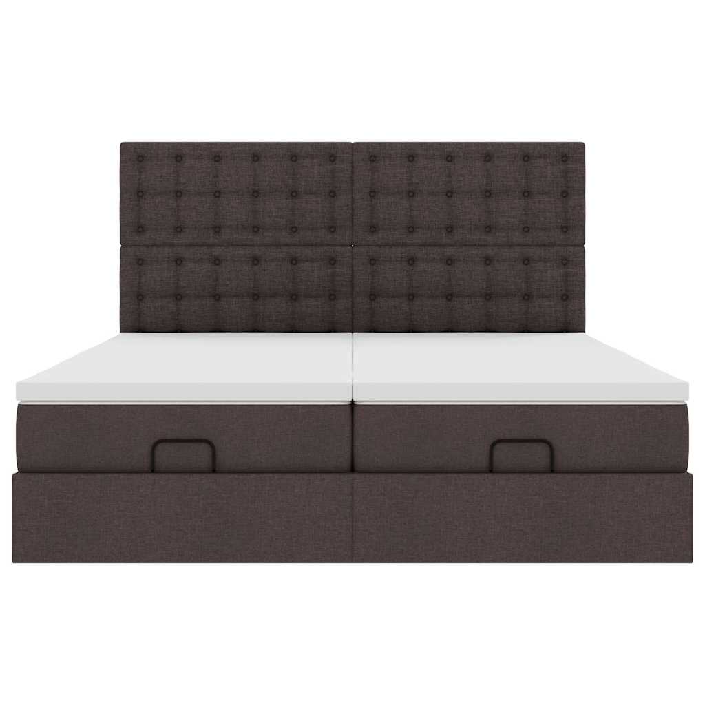 vidaXL Estructura cama otomana colchones tela marrón oscuro 180x200cm