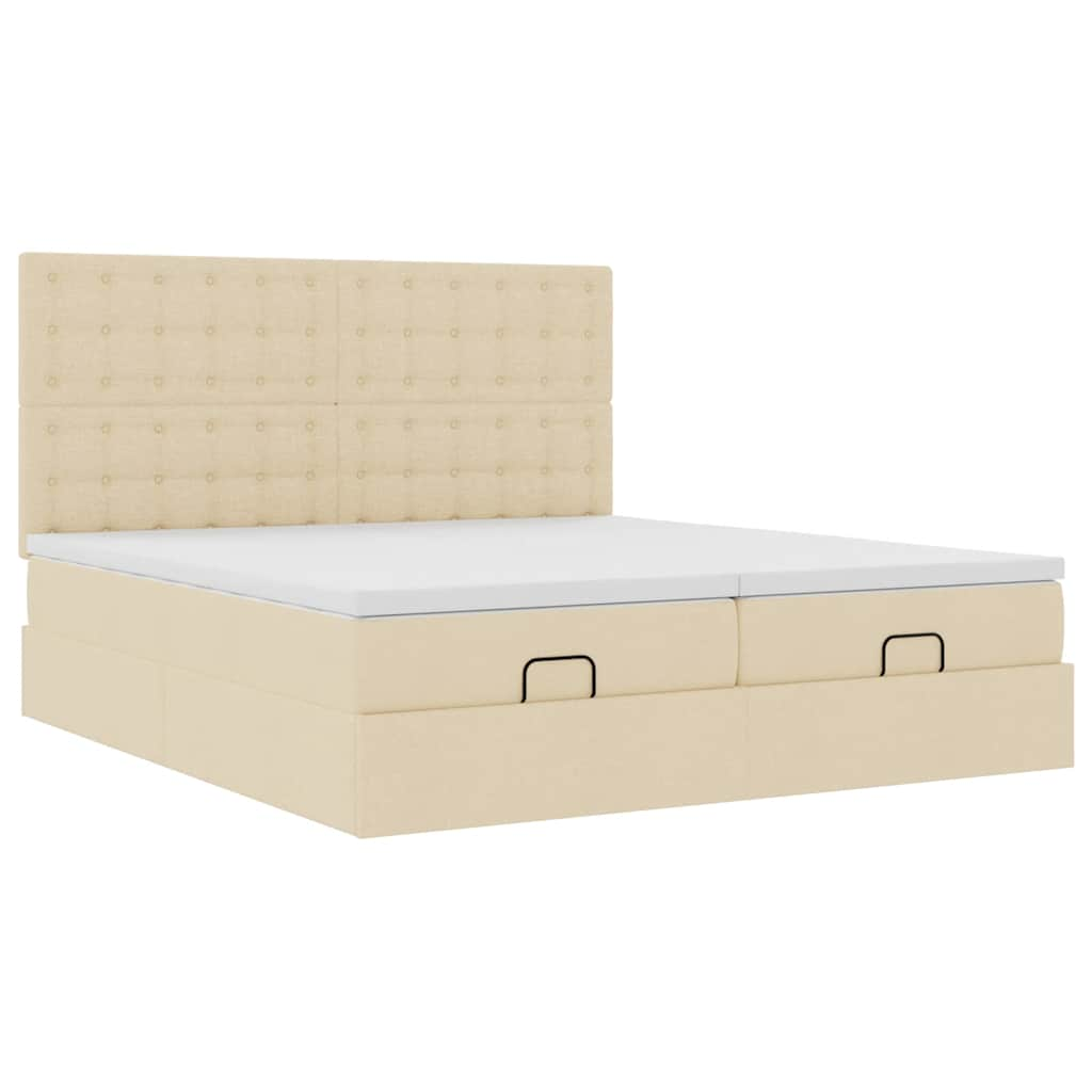 vidaXL Estructura de cama otomana con colchones tela crema 180x200cm