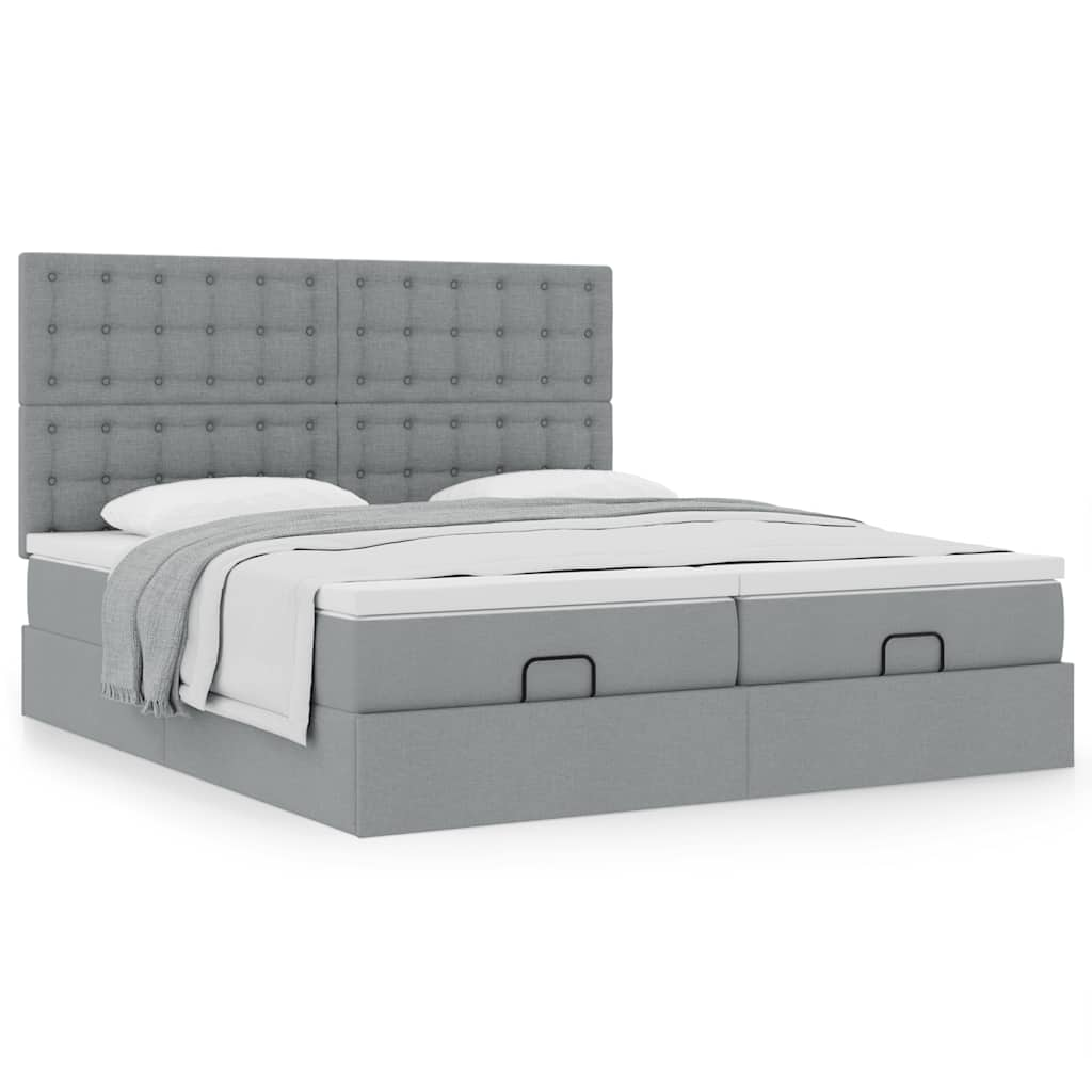 vidaXL Estructura de cama otomana colchones tela gris claro 200x200cm