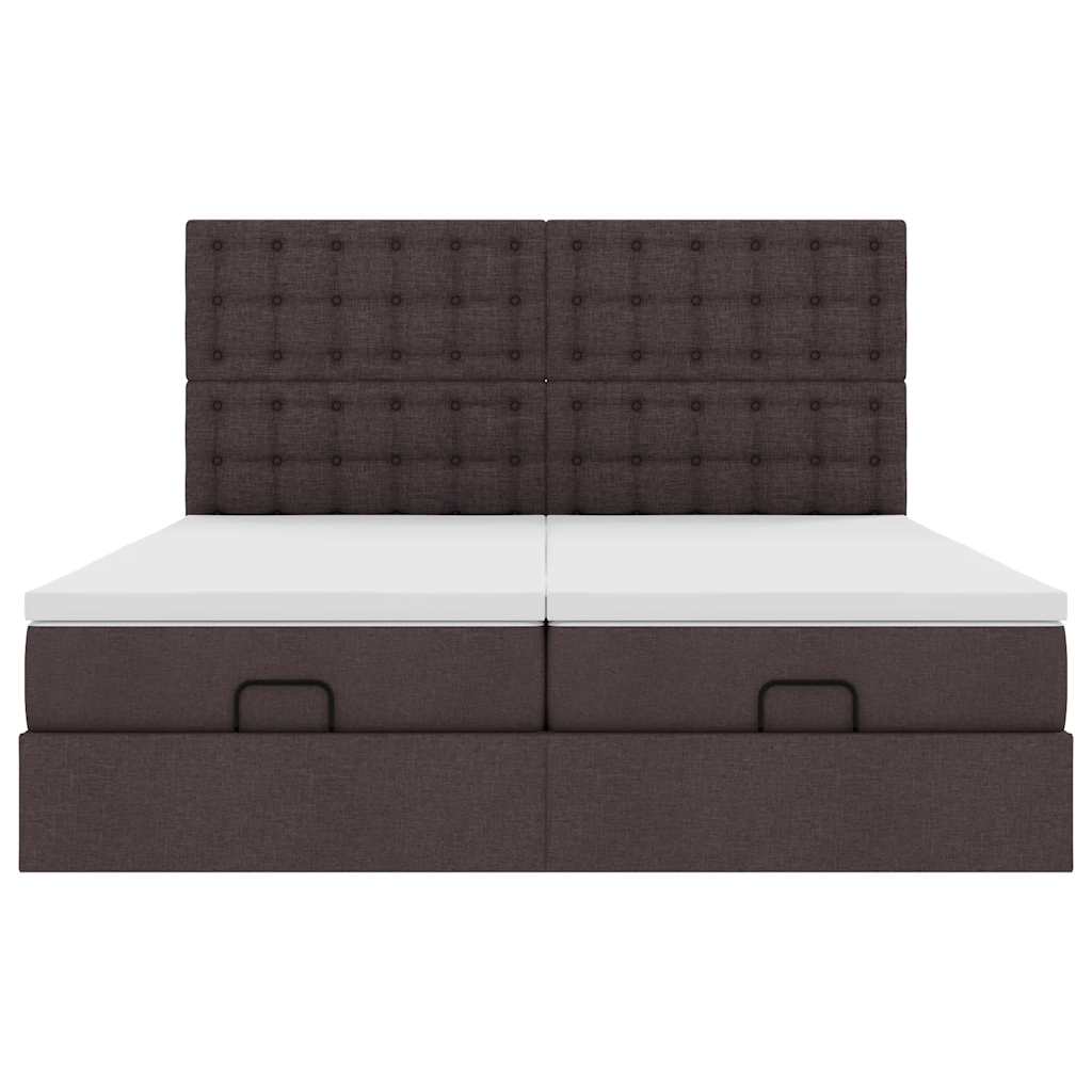 vidaXL Estructura cama otomana colchones tela marrón oscuro 200x200cm