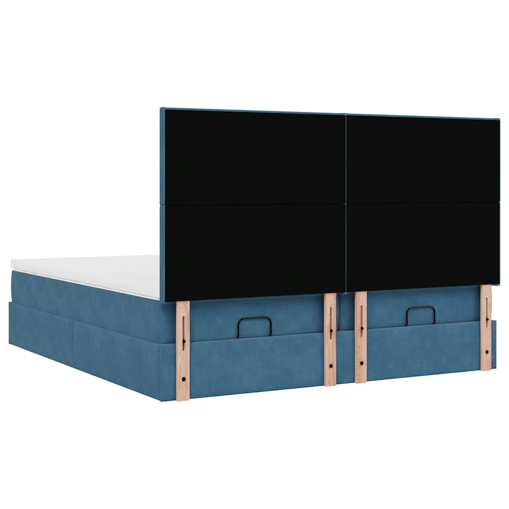 vidaXL Estructura de cama otomana colchones terciopelo azul oscuro