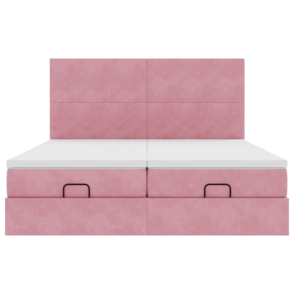 vidaXL Estructura de cama otomana colchones terciopelo rosa 160x200cm