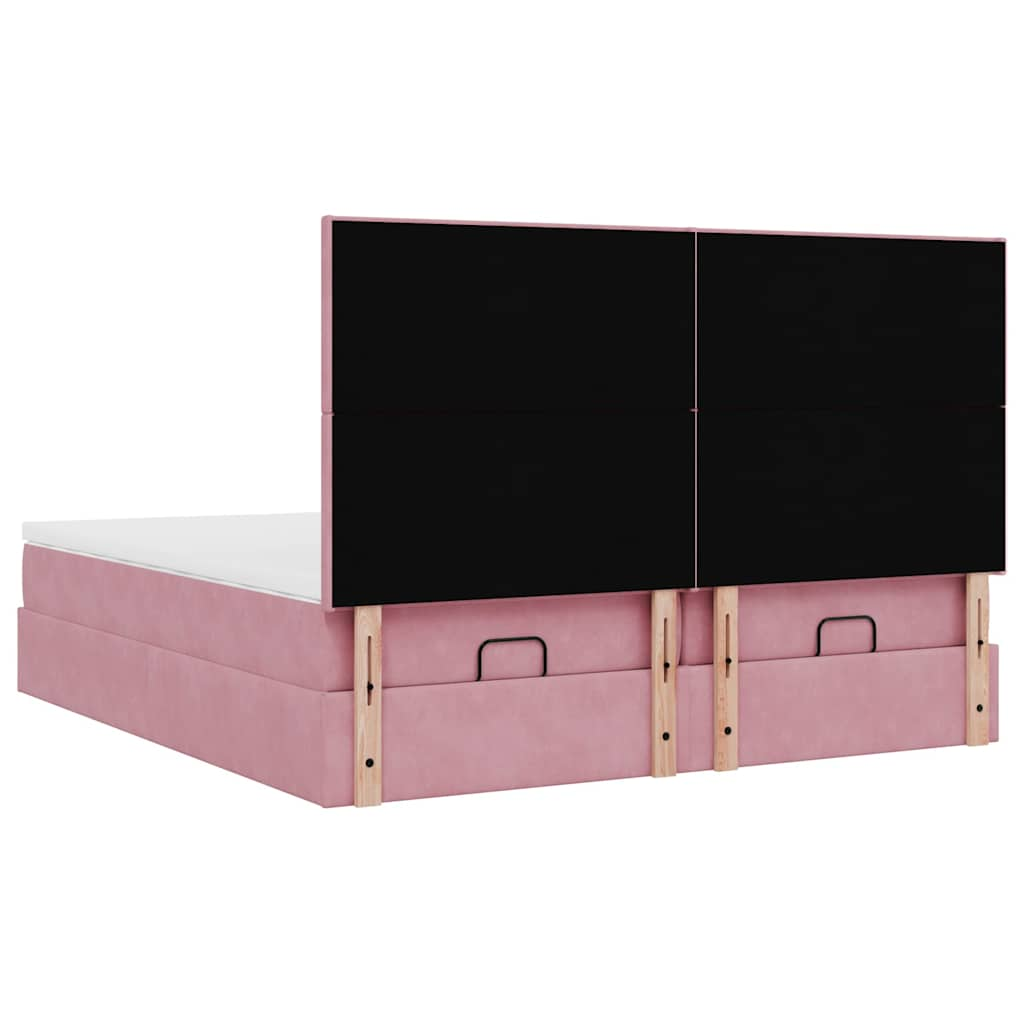 vidaXL Estructura de cama otomana colchones terciopelo rosa 160x200cm