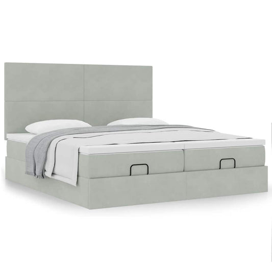 vidaXL Estructura cama otomana colchones terciopelo gris claro