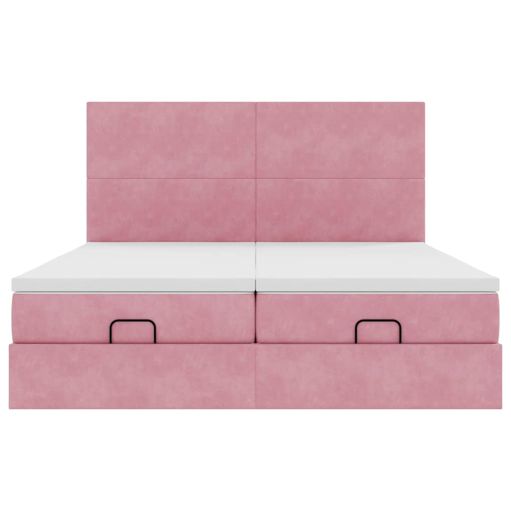 vidaXL Estructura de cama otomana colchones terciopelo rosa 180x200cm