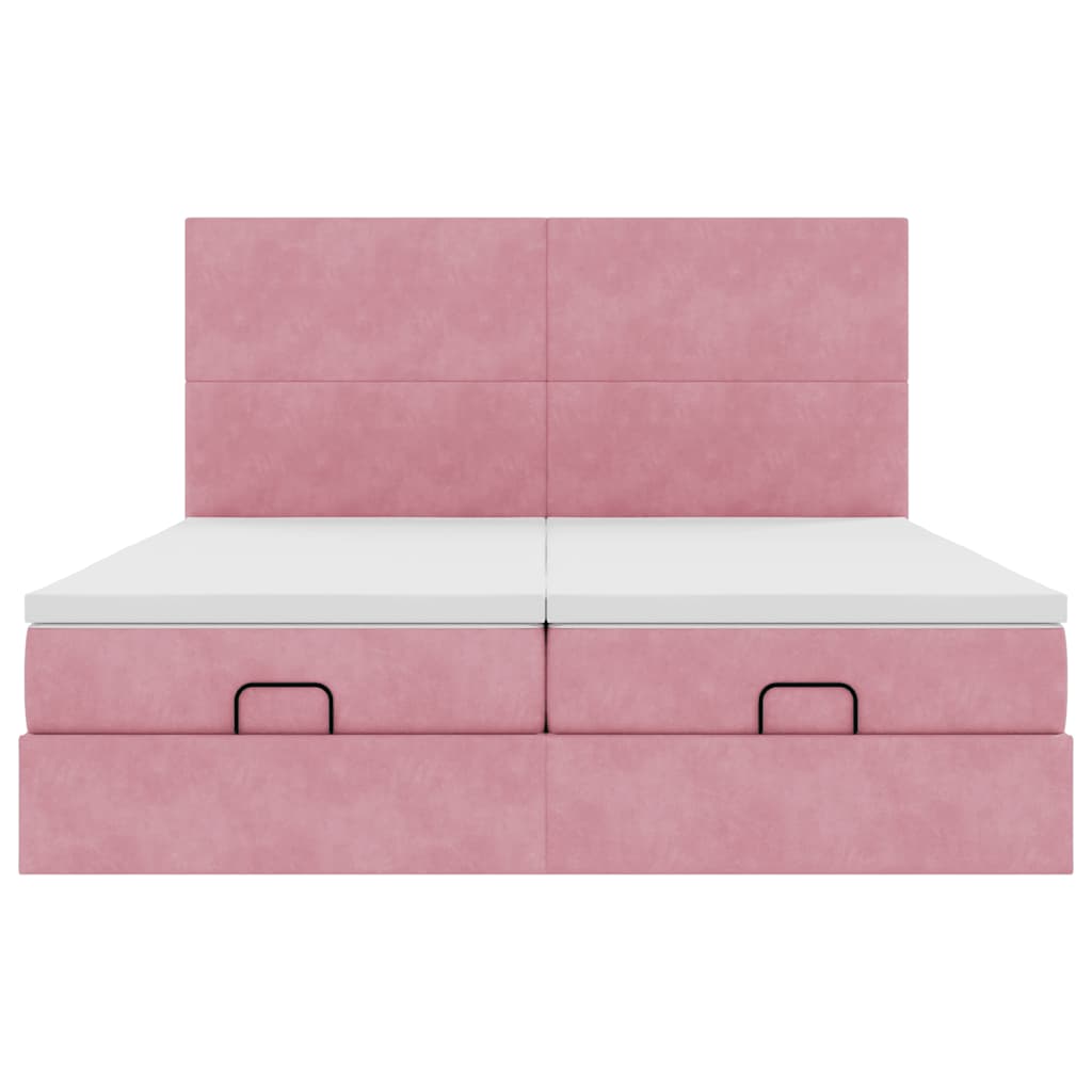 vidaXL Estructura de cama otomana colchones terciopelo rosa 200x200cm