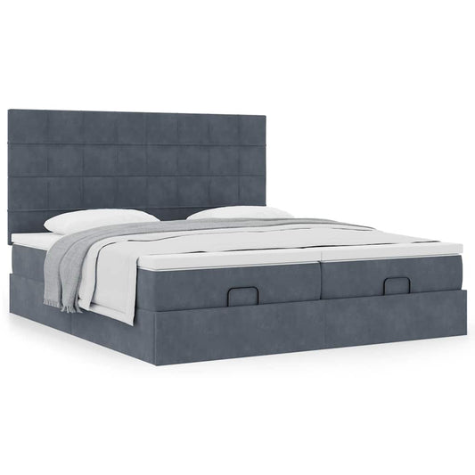 vidaXL Estructura cama otomana colchones terciopelo gris oscuro