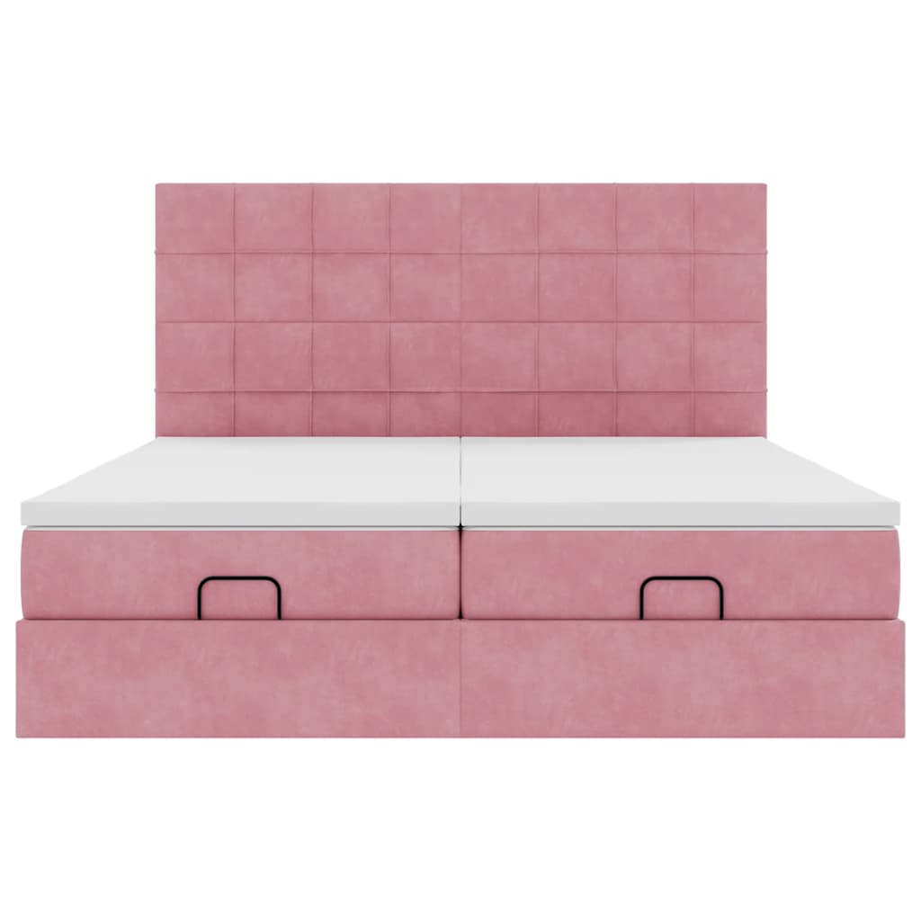 vidaXL Estructura de cama otomana colchones terciopelo rosa 160x200cm